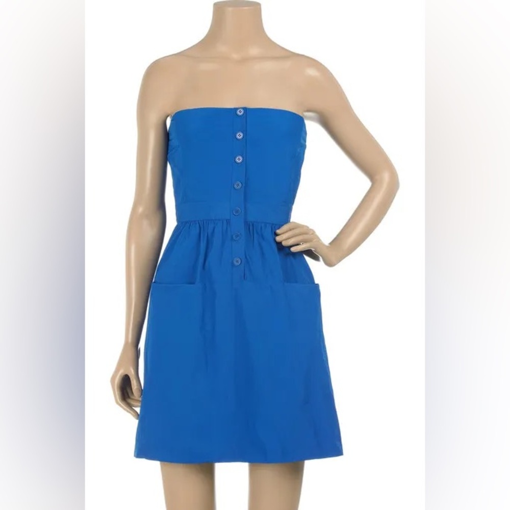 Theory Famous Renadia Strapless Cobalt Blue Dress